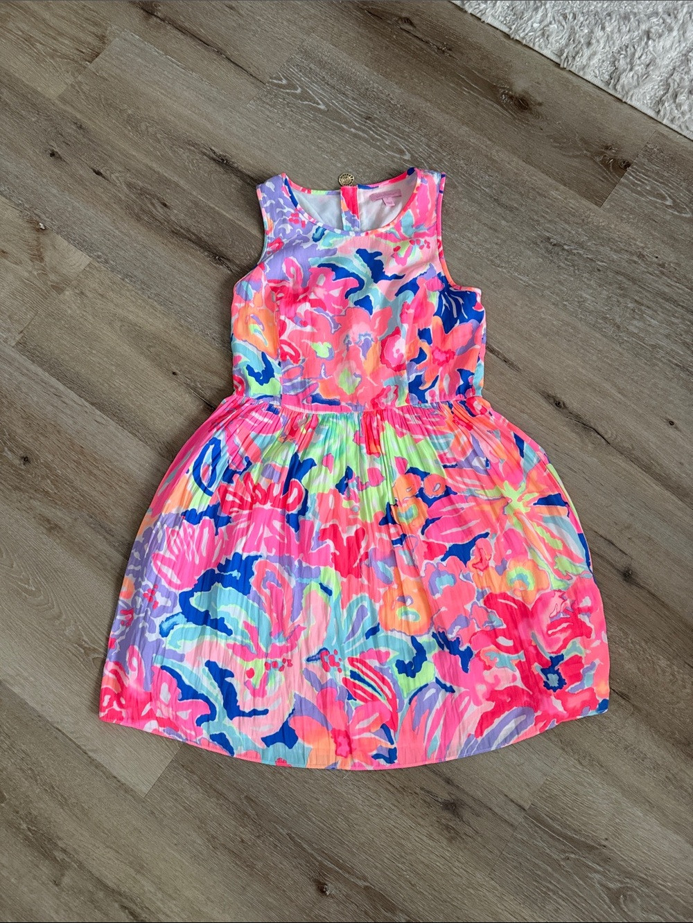 Lilly Pulitzer Neon Floral Sleeveless Dress - Pink, Blue, Lime